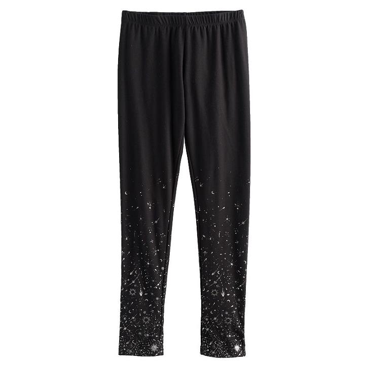 Girls 7-16 & Plus Size Mudd&reg; Patterned Soft Leggings, Size: 16, Black