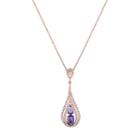 Sterling Silver Cubic Zirconia Double Teardrop Pendant Necklace, Women's, Size: 18, Purple