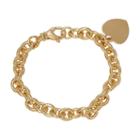14k Gold Over Silver Heart Charm Bracelet, Women's, Size: 7.5, Yellow