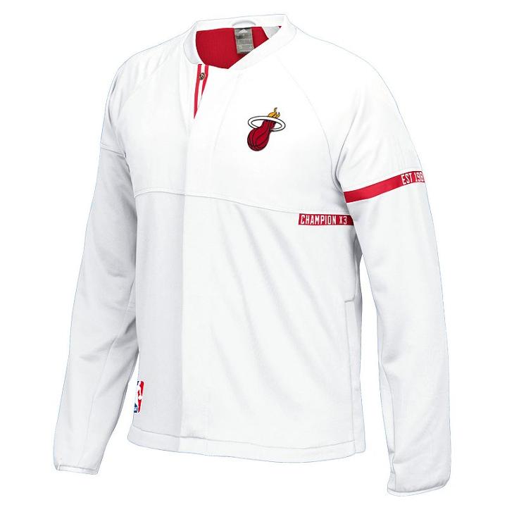 Men's Adidas Miami Heat On-court Henley Jacket, Size: Xxl, White