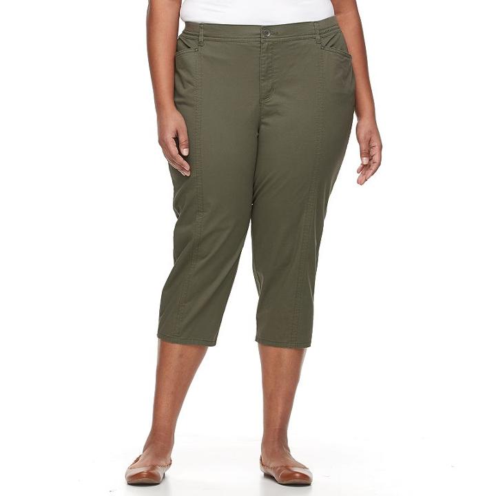 Plus Size Croft & Barrow&reg; Twill Utility Capris, Women's, Size: 22 W, Green