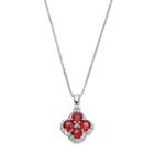 Sterling Silver Garnet & White Topaz Flower Pendant Necklace, Women's, Size: 18, Red