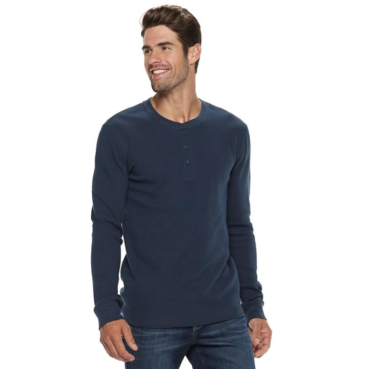 Men's Sonoma Goods For Life&trade; Slim-fit Supersoft Thermal Henley, Size: Large, Dark Blue