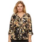 Plus Size Dana Buchman High-low V-neck Top, Women's, Size: 1xl, Med Brown
