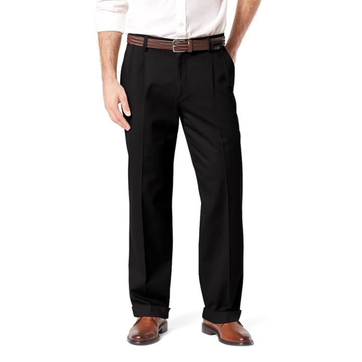 Men's Dockers&reg; Stretch Easy Khaki D4 Relaxed-fit Pleated Pants, Size: 34x32, Black