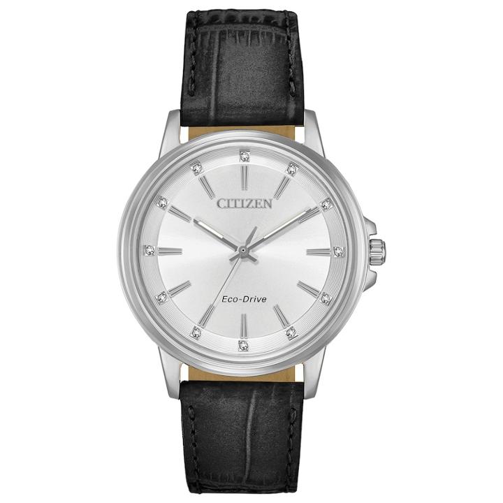 Citizen Eco-drive Women's Chandler Crystal Leather Watch - Fe7030-14a, Size: Medium, Black