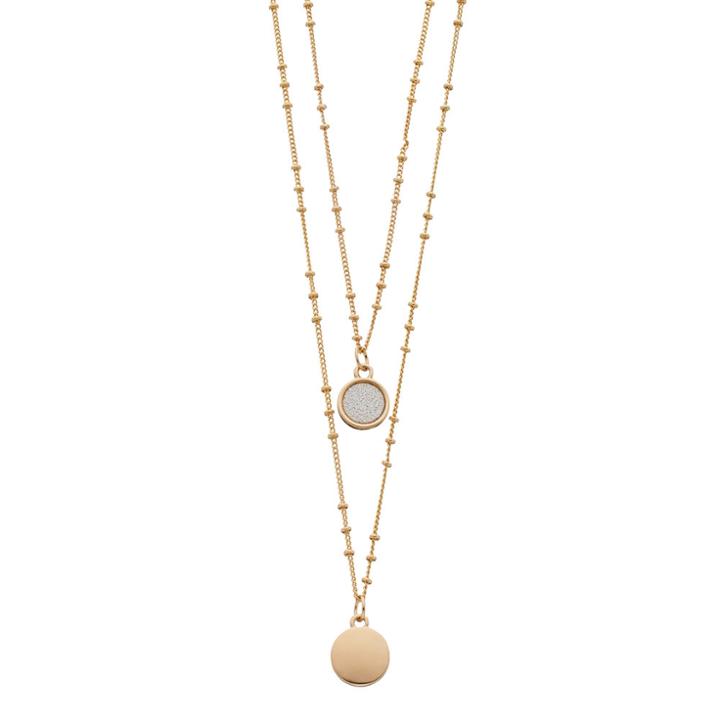 Lc Lauren Conrad Glittery Disc Pendant Necklace Set, Women's, Gold