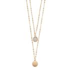 Lc Lauren Conrad Glittery Disc Pendant Necklace Set, Women's, Gold