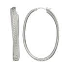 Amore By Simone I. Smith Platinum Over Silver Textured Oval Hoop Earrings, Women's