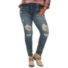 Juniors' Plus Size Mudd&reg; Low-rise Destructed Skinny Jeans, Teens, Size: 20, Dark Blue