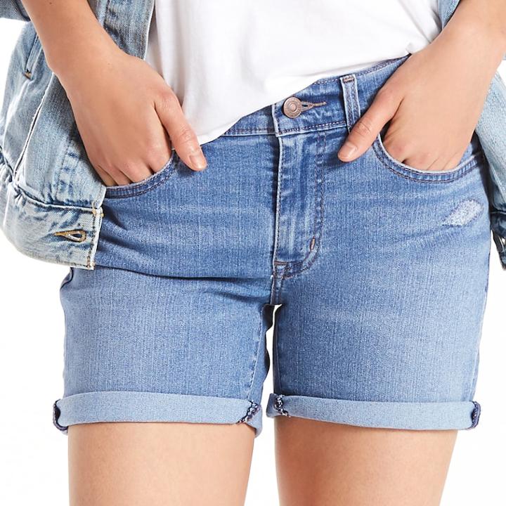 Women's Levi's&reg; Cuffed Mid-length Shorts, Size: 28(us 6)m, Med Blue