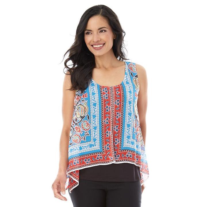 Women's Ab Studio Printed Popover Tank, Size: Regular, Ovrfl Oth
