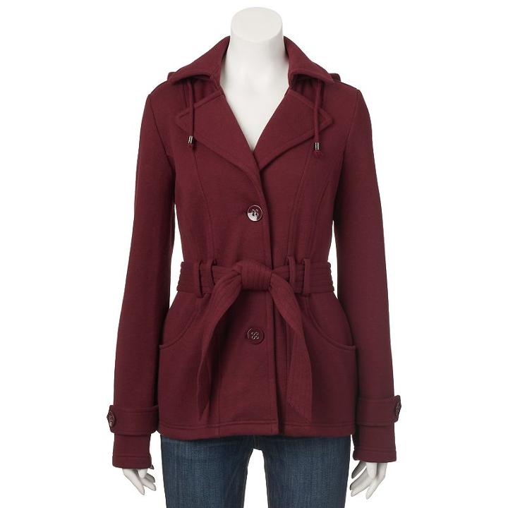 Juniors' Sebby Fleece Trench Coat, Girl's, Size: Large, Red Other