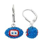New York Giants Crystal Sterling Silver Football Drop Earrings, Women's, Multicolor