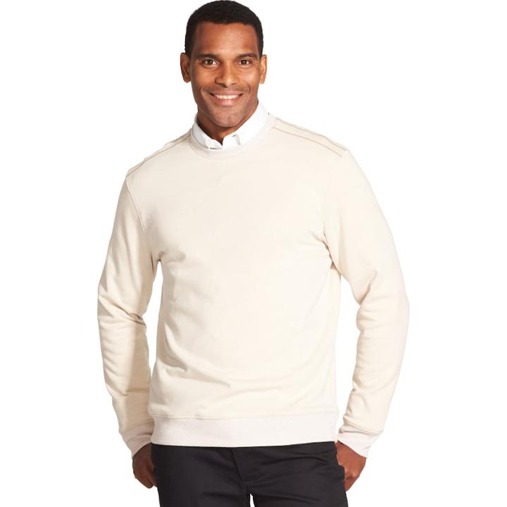 Men's Van Heusen Flex Classic-fit Fleece Knit Crewneck Sweater, Size: Large, Med Beige