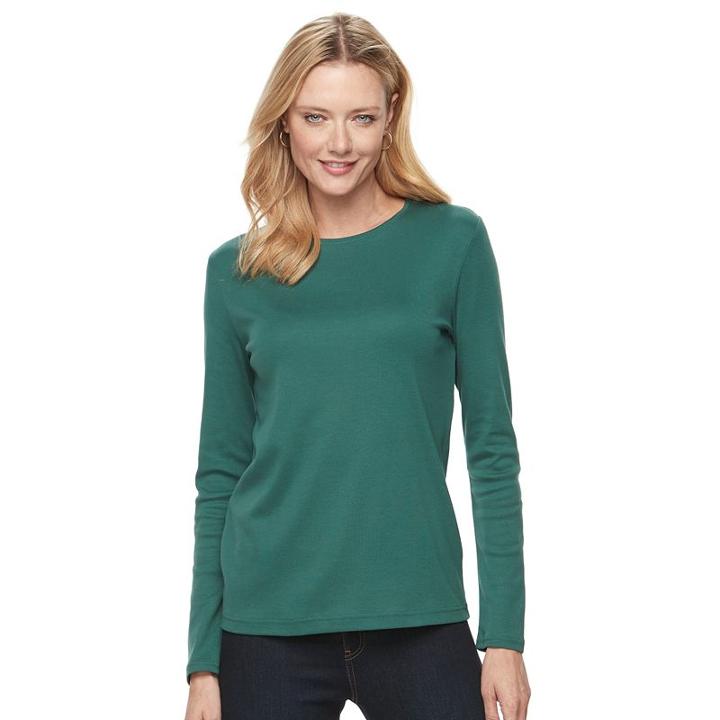 Women's Croft & Barrow&reg; Crewneck Tee, Size: Xxl, Dark Green