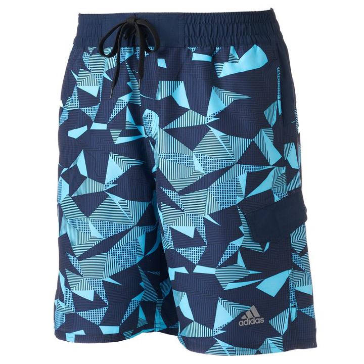 Men's Adidas Sport Geo Microfiber Volley Swim Trunks, Size: Medium, Blue (navy)