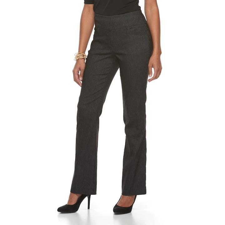 Petite Dana Buchman Bootcut Millennium Pull-on Dress Pants, Women's, Size: Large, Black