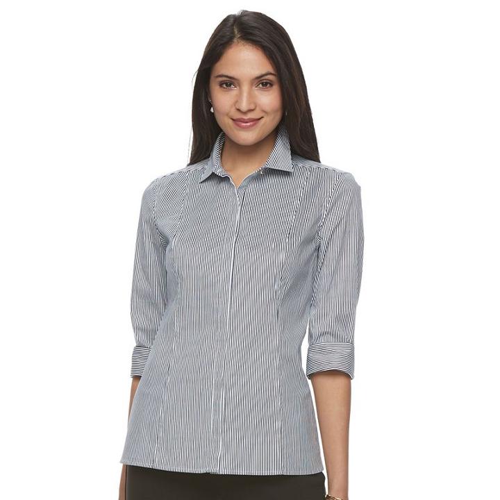 Women's Dana Buchman Cotton Blend Shirt, Size: Large, White