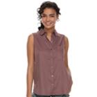 Juniors' So&reg; Sleeveless Shirt, Teens, Size: Xl, Beig/green (beig/khaki)