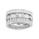 Journee Collection Sterling Silver Cubic Zirconia Eternity Wedding Ring Set, Women's, Size: 7, White