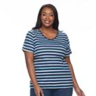 Plus Size Croft & Barrow&reg; Essential V-neck Tee, Women's, Size: 4xl, Med Blue