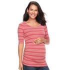 Maternity A:glow Scoopneck Ruched Tee, Women's, Size: S-mat, Med Red