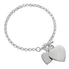 Sweet Sentiments Sterling Silver Initial Heart Charm Bracelet, Women's, Size: 7.25, Grey