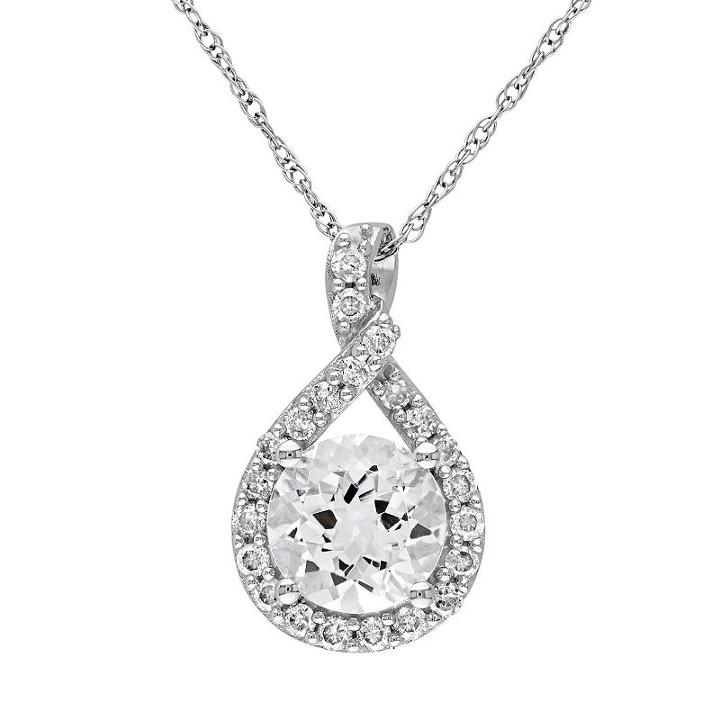 10k White Gold Aquamarine & 1/5 Cart T.w. Diamond Infinity Pendant Necklace, Women's, Size: 17, Blue