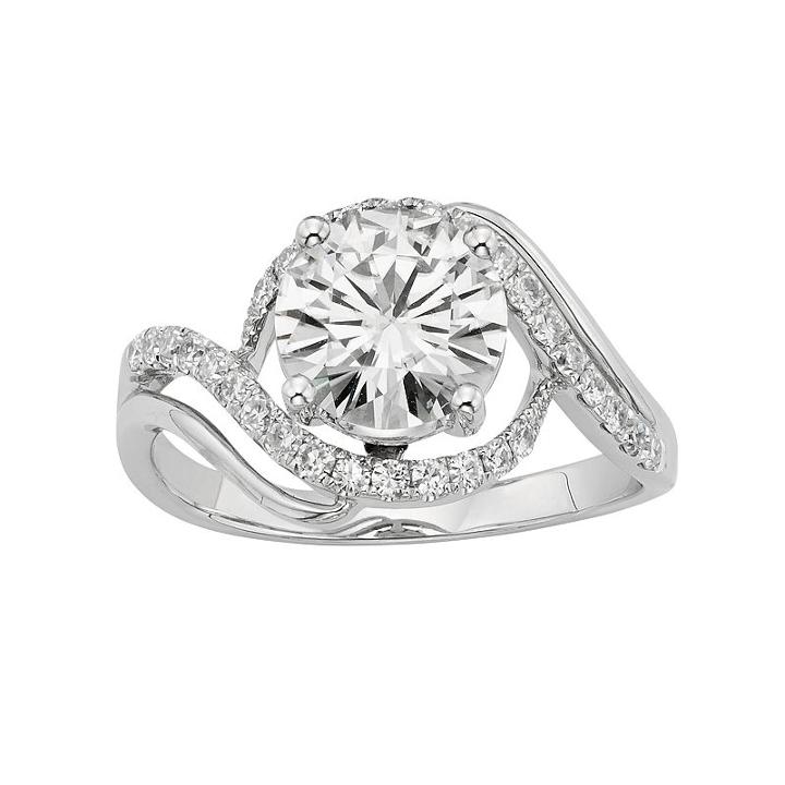 Forever Brilliant Lab-created Moissanite Swirl Engagement Ring In 14k White Gold (2 1/5 Carat T.w.), Women's, Size: 9