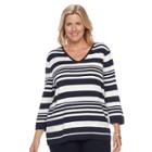 Plus Size Croft & Barrow&reg; V-neck Pullover, Women's, Size: 3xl, White