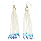 Blue Seed Bead Nickel Free Tassel Drop Earrings, Women's, Multicolor