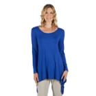 Women's Larry Levine Shark-bite Scoopneck Tee, Size: Medium, Brt Blue