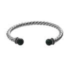 Stainless Steel Crystal Rope Cuff Bracelet, Women's, Green