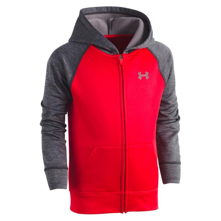 Boys 4-7 Under Armour Logo Zip Raglan Hoodie, Size: 7, Red