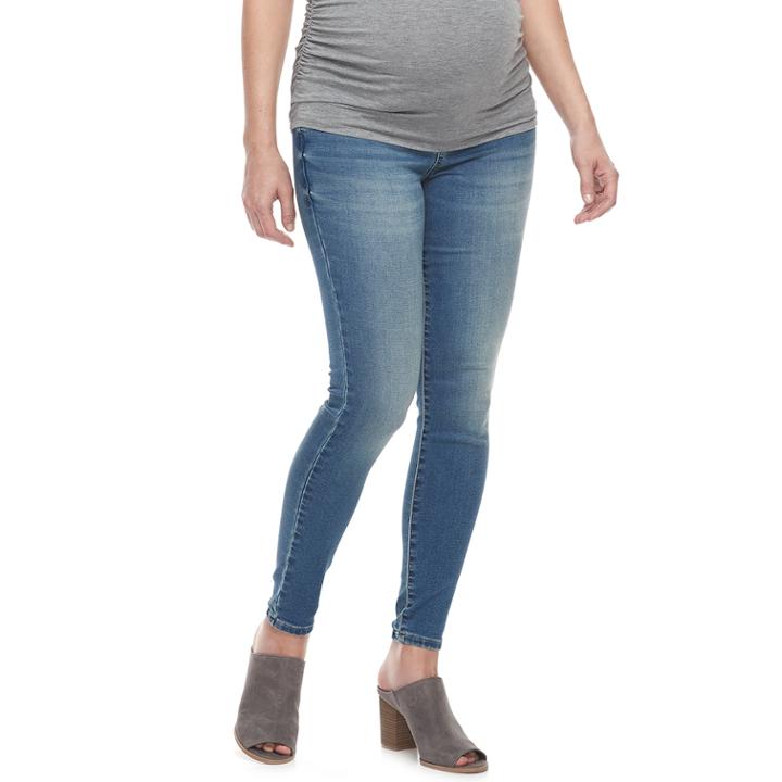 Maternity A:glow Inset Elastic Side Panel Jeggings, Women's, Size: 2-mat, Blue