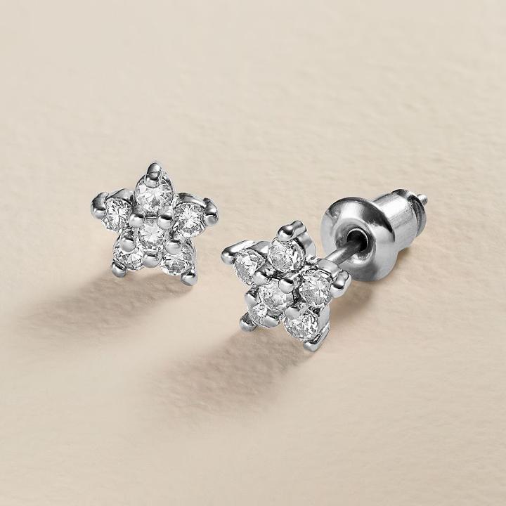 Lc Lauren Conrad Runway Collection Cubic Zirconia Flower Stud Earrings, Women's, Silver