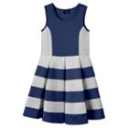 Girls 7-16 & Plus Size 2hip Striped Scuba Skater Dress, Girl's, Size: 12 1/2, Blue