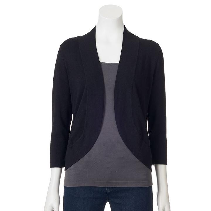 Women's Dana Buchman Open-front Shrug, Size: Small, Black