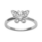 Sterling Silver 1/10-ct. T.w. Round-cut Diamond Butterfly Ring, Women's, Size: 7, White