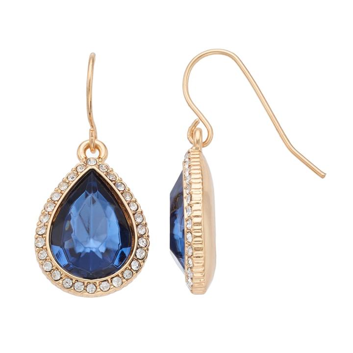 Chaps Halo Nickel Free Teardrop Earrings, Women's, Navy