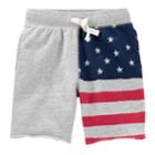 Boys 4-12 Oshkosh B'gosh&reg; American Flag Patriotic Knit Shorts, Size: 7, Light Grey