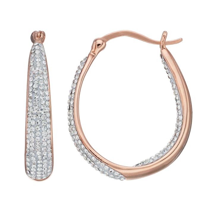 Sterling 'n' Ice 14k Rose Gold Over Silver Crystal Inside Out U-hoop Earrings, Women's, White