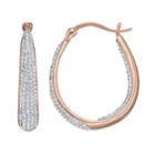 Sterling 'n' Ice 14k Rose Gold Over Silver Crystal Inside Out U-hoop Earrings, Women's, White