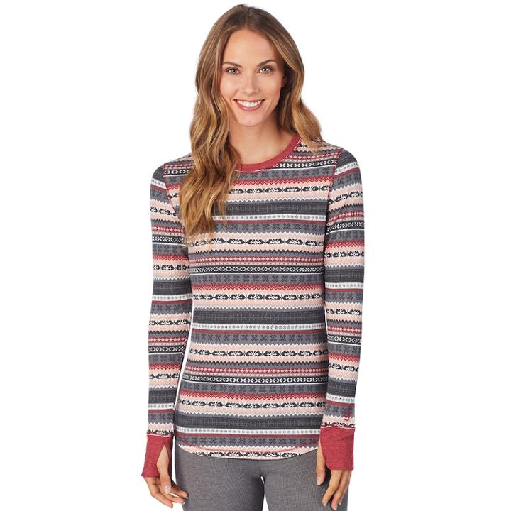 Women's Cuddl Duds Strecth Thermal Crewneck Top, Size: Xl, Silver