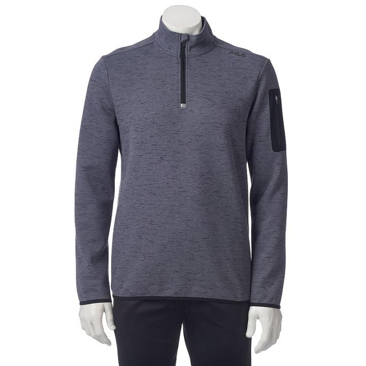 Men's Fila Sport® Quarter-zip Fleece Pullover, Size: Medium, Dark Grey