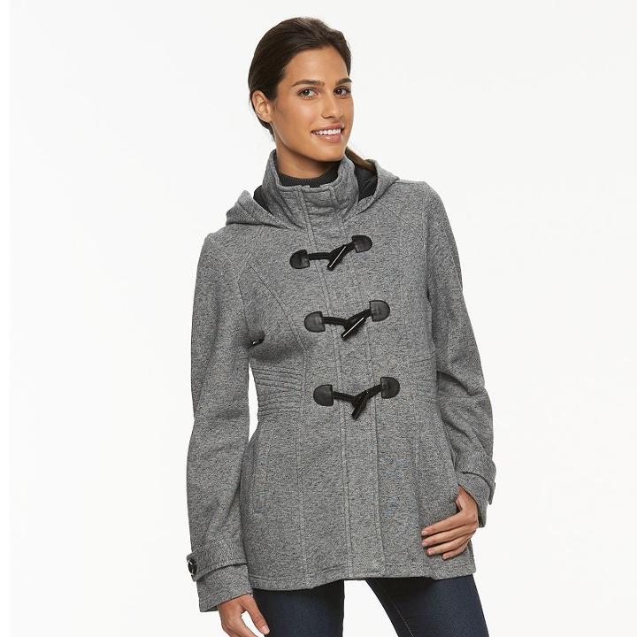 Women's Sebby Collection Hooded Toggle Fleece Jacket, Size: Xl, Grey