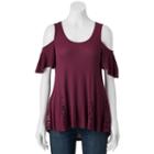 Juniors' Pink Republic Cold Shoulder Lace Swing Top, Girl's, Size: Small, Med Purple