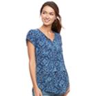 Women's Sonoma Goods For Life&trade; Pintuck Tee, Size: Xl, Dark Blue