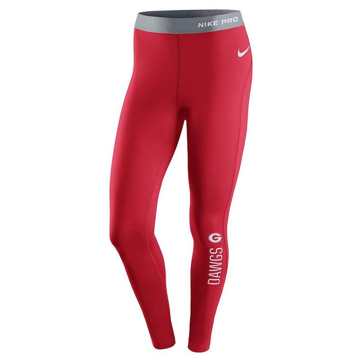 Women's Nike Georgia Bulldogs Hyperwarm Tights, Size: Large, Red